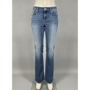 7 For All Mankind Kimmie Bootcut Jeans Medium Wash Distressed Denim Womens